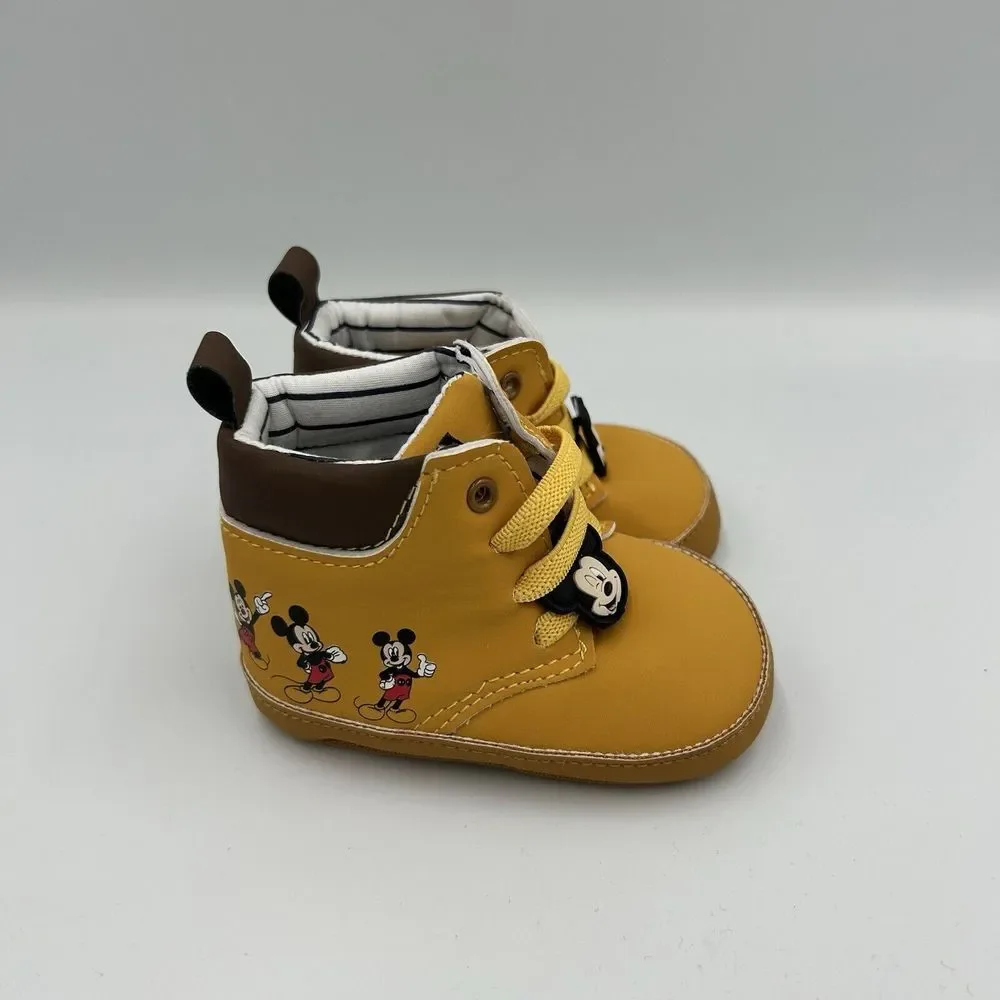 DISNEY BABY MICKEY MOUSE 3-9 Months Brown Little Walker‎ Shoe No box